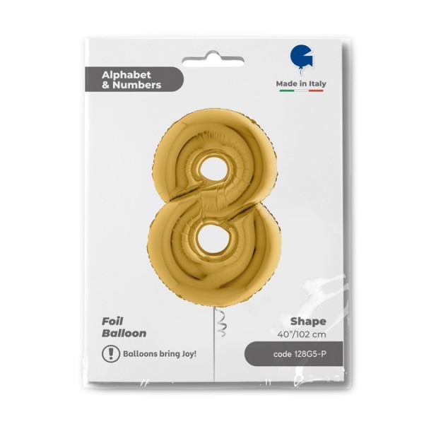Grabo Folienballon Zahl 8 Gold5 100cm/40"