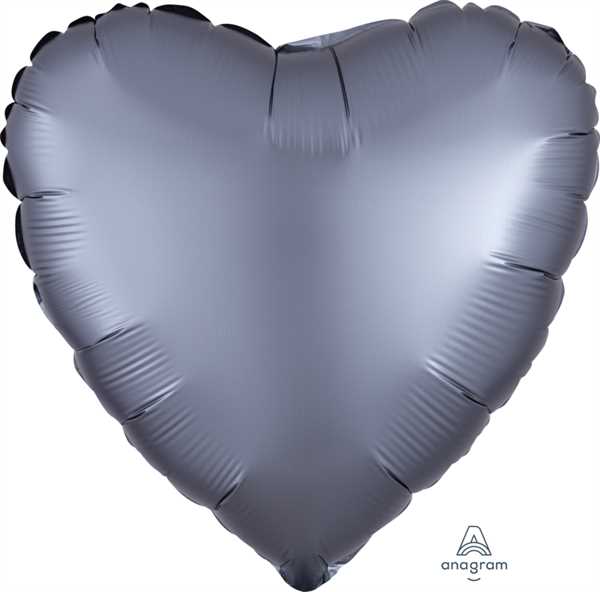 Anagram Folienballon Herz Satin Luxe Grau (Graphite) 45cm/18"