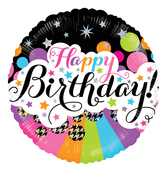 Kaleidoscope Folienballon "Happy Birthday - Bunte Sterne" 45cm/18"