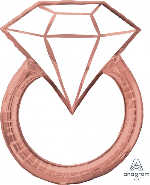 Anagram Folienballon 60cm Breite/75cm Hoch (24"/30") SuperShape Hochzeits Ring Rose Gold (Blush Wedding)