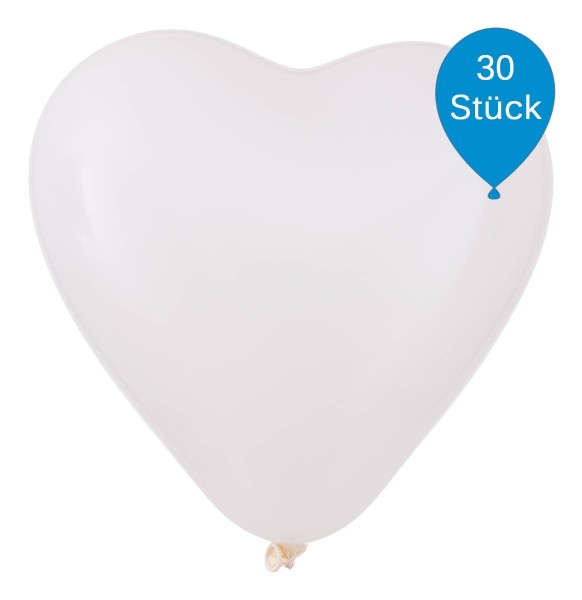 Weiße Herzluftballons 33cm/13" 30 Stück
