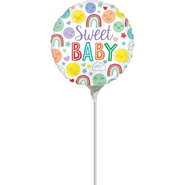 Anagram Folienballon Sweet Baby Icons 23cm/9" luftgefüllt mit Stab