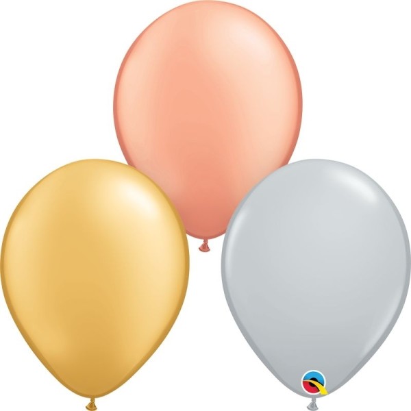 Qualatex Latexballon Tri-Color Metallic Assortment 13cm/5" 100 Stück