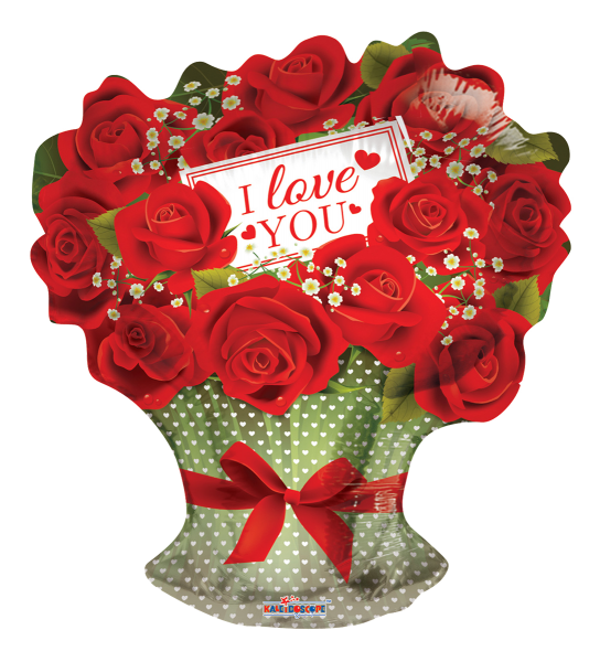 Kaleidoscope Folienballon "I Love You - Rosenstrauß" 45cm/18"