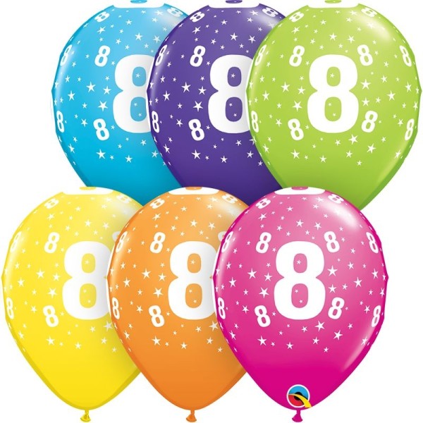 Qualatex Latexballon Stars 8-A-Round Tropical Assortment 28cm/11" 50 Stück