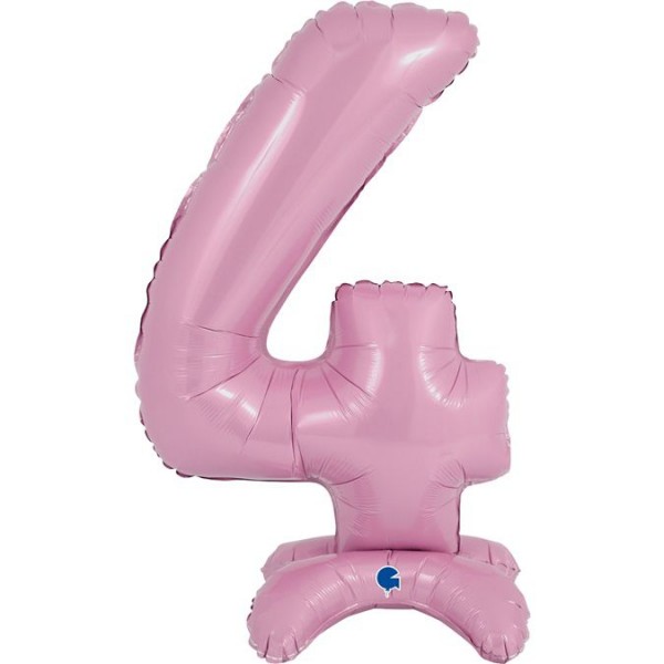 Grabo Folienballon Zahl 4 Pastel Pink standups 65cm/25"