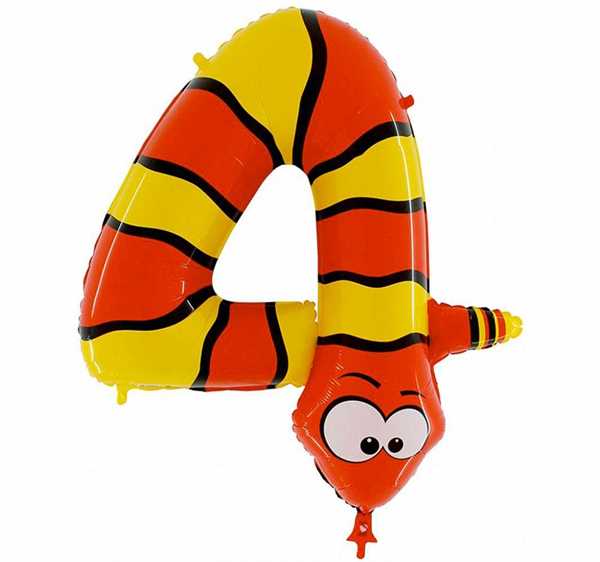 Zahlenballon "Schlange - Zahl 4"