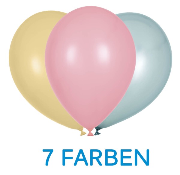 Globos Luftballons Pearl Bunt 7 Farben Naturlatex 30cm/12" 100er Packung