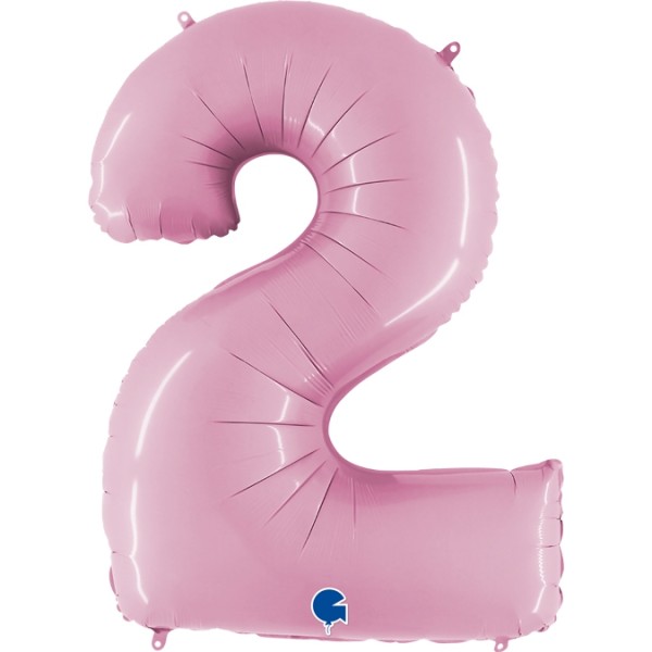 Grabo Folienballon Zahl 2 Pastel Pink 100cm/40"