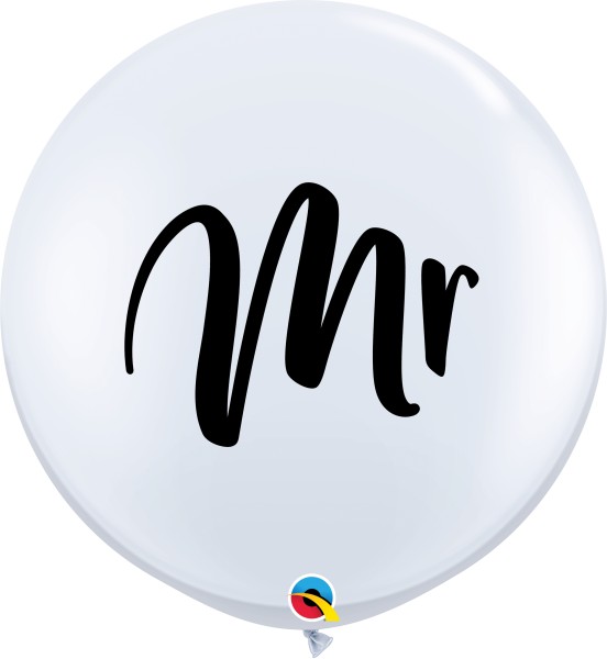 Qualatex Latexballon Mr. White 90cm/3' 2 Stück