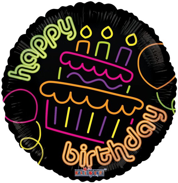 Kaleidoscope Folienballon Birthday Cupcake Neon Gellibean 45cm/18"