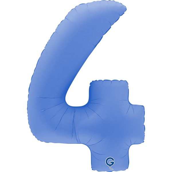 Grabo Folienballon Zahl 4 Soft Matte Lotus Blue 100cm/40"