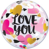 Qualatex Bubble Love You Hearts & Arrows 55cm/22"  Qualatex Bubble Love You Hearts & Arrows 55cm/22"