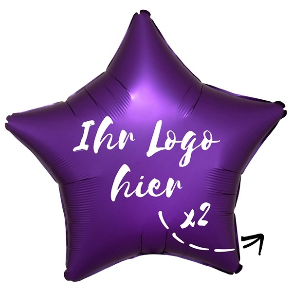 Folien-Werbeballon Stern Satin Luxe Purple Royale 50cm/20" 2-Seitig bedruckt
