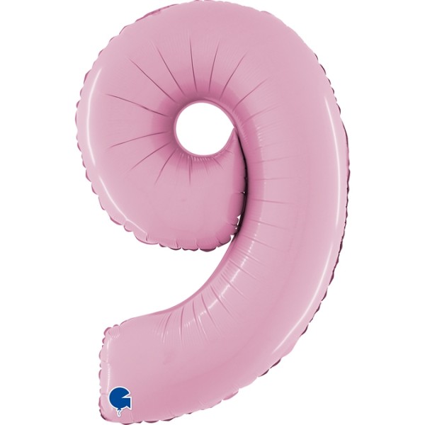 Grabo Folienballon Zahl 9 Pastel Pink 66cm/26"