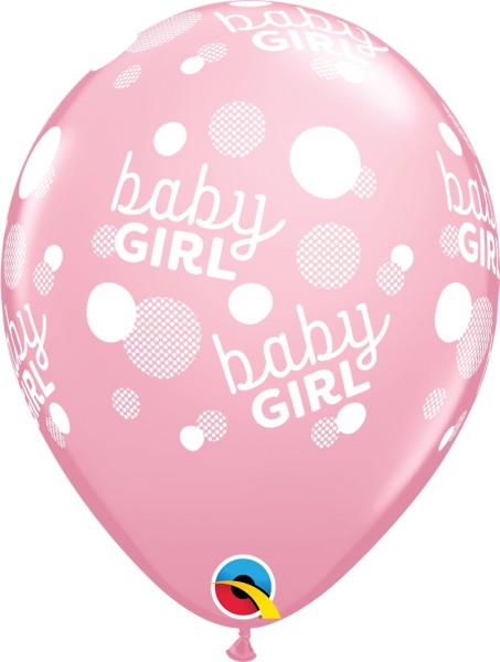 Qualatex Latexballon Baby Girl Dots-A-Round 28cm/11" 25 Stück