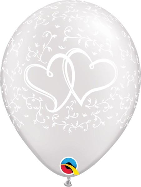 Qualatex Latexballon Entwined Hearts White 28cm/11" 25 Stück