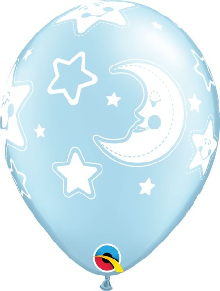 Qualatex Latexballon Baby Moon & Stars Blue 28cm/11" 25 Stück