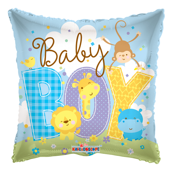 Kaleidoscope Folienballon "Baby Boy Blau - Tierbabys" 45cm/18"