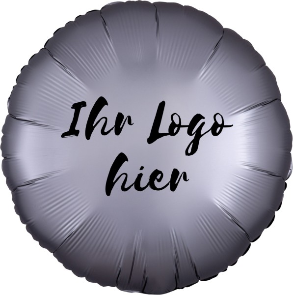 Folien-Werbeballon Rund Satin Luxe Platinum 45cm/18" 1-Seitig bedruckt