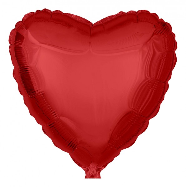 Folienballon Herz, Metallic Rot, 45cm Ø