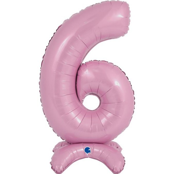 Grabo Folienballon Zahl 6 Pastel Pink standups 65cm/25"