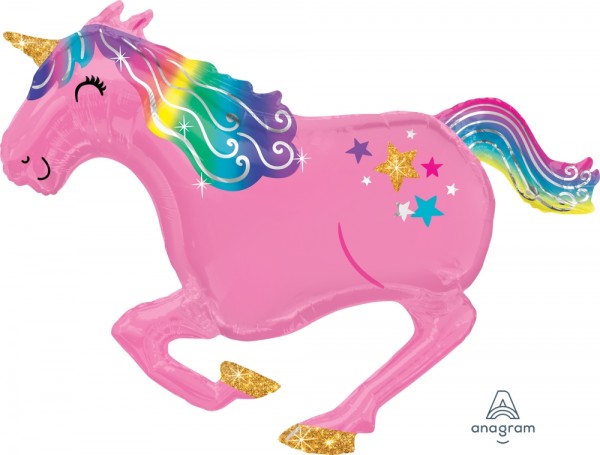 Anagram Folienballon 100cm Breite/85cm (39"/34") Hoch SuperShape Unicorn Pink