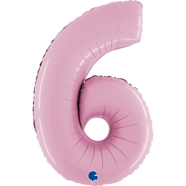 Grabo Folienballon Zahl 6 Pastel Pink 66cm/26"