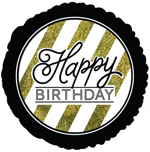 CTI Folienballon 18" Happy Birthday Schwarz & Gold Glitzer
