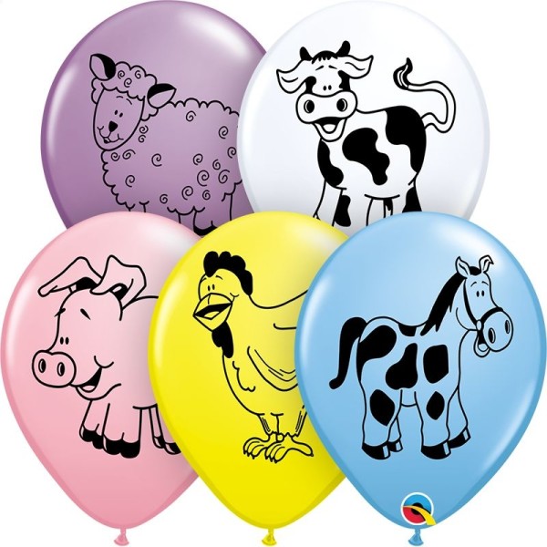 Qualatex Latexballon Farm Animal Assortment 28cm/11" 25 Stück