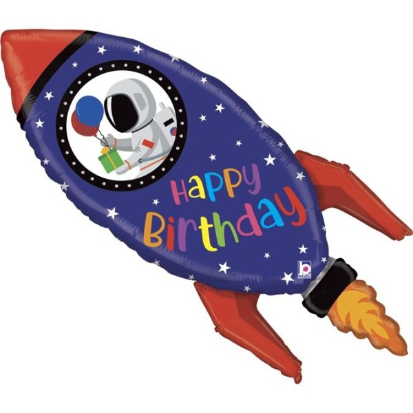 Betallic Folienballon Birthday Rocket 102cm/40"