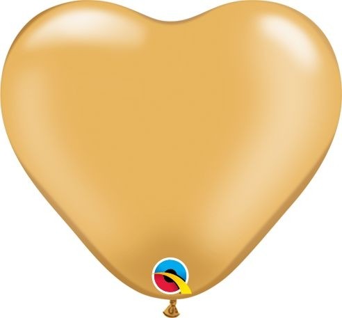 Qualatex Latexballon Metallic Gold Heart 15cm/6" 100 Stück