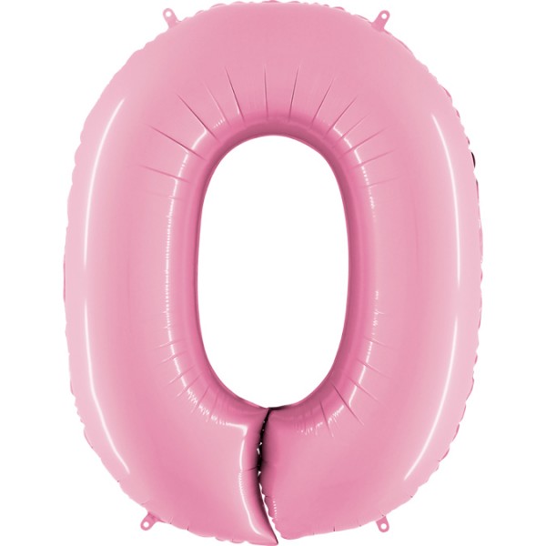 Grabo Folienballon Zahl 0 Pastel Pink 100cm/40"