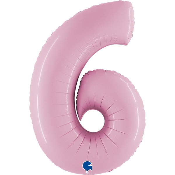Grabo Folienballon Zahl 6 Pastel Pink 100cm/40"