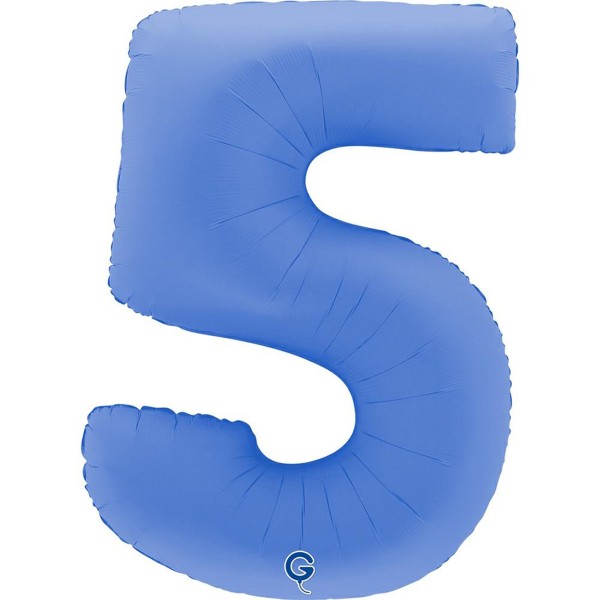 Grabo Folienballon Zahl 5 Soft Matte Lotus Blue 100cm/40"