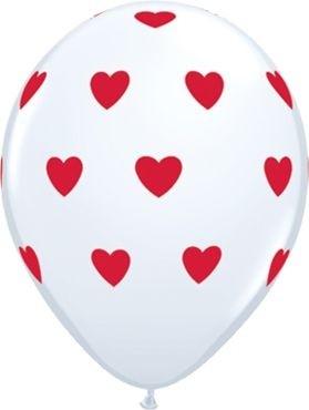 Qualatex Latexballon Big Hearts White 28cm/11" 6 Stück