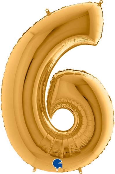 Grabo Folienballon Zahl 6 Gold 100cm/40"