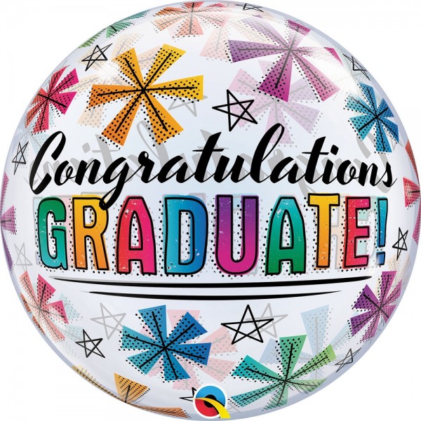 Qualatex Bubbles Congratulations Graduate & Stars 55cm/22"