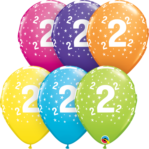 Qualatex Latexballon Stars 2-A-Round Tropical Assortment 28cm/11" 50 Stück