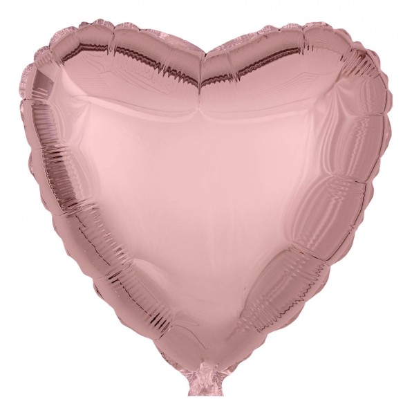 Folienballon Herz, Metallic Roségold, 45cm Ø