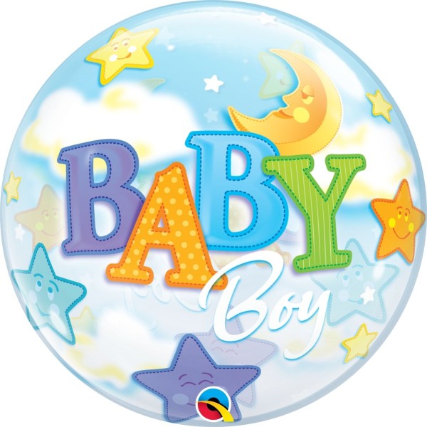 Qualatex Bubble Baby Boy Moon & Stars 55cm/22"