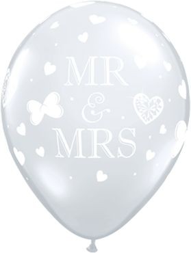 Qualatex Latexballon Mr. & Mrs. Diamond Clear 28cm/11" 50 Stück