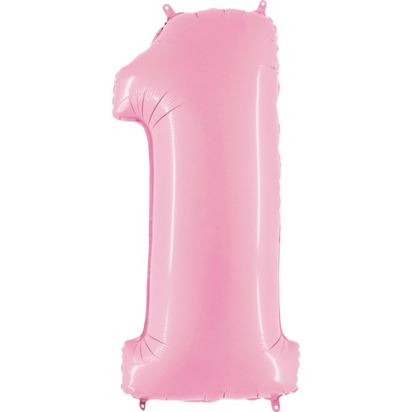 Grabo Folienballon Zahl 1 Pastel Pink 100cm/40"