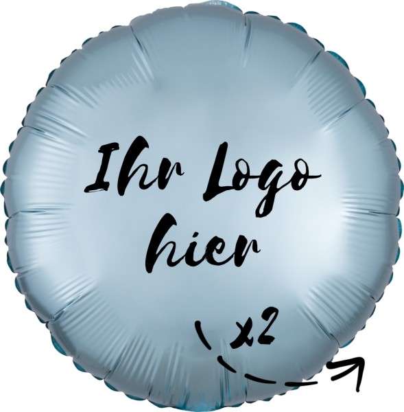 Folien-Werbeballon Rund Satin Luxe Pastel Blue 45cm/18" 2-Seitig bedruckt