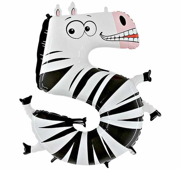 Zahlenballon "Zebra - Zahl 5"