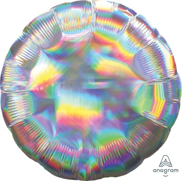 Anagram Folienballon Rund Iridescent Silver Holo 45cm/18"