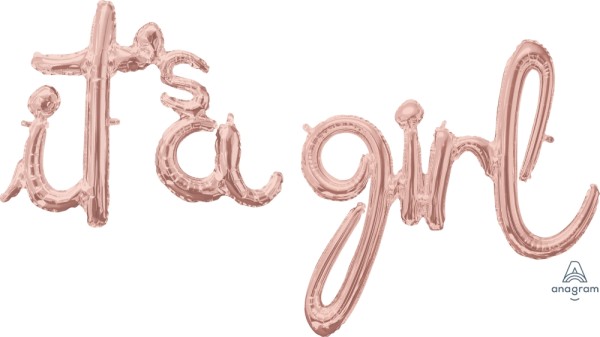 Anagram Folienballon SuperShape Schrift Girlande "It's a girl" Rose Gold 141x126cm/56x50"