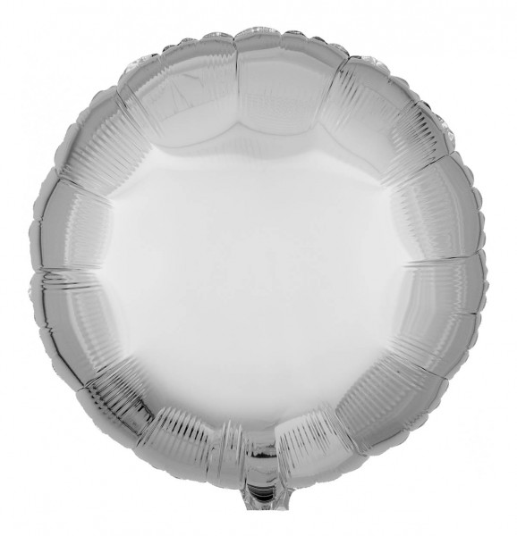 Folienballon Rund, Metallic Silber, 45cm Ø
