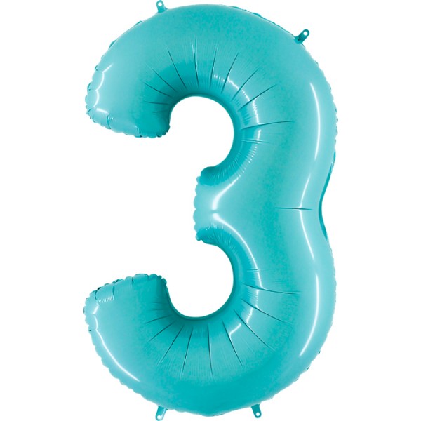 Grabo Folienballon Zahl 3 Pastel Blue 100cm/40"