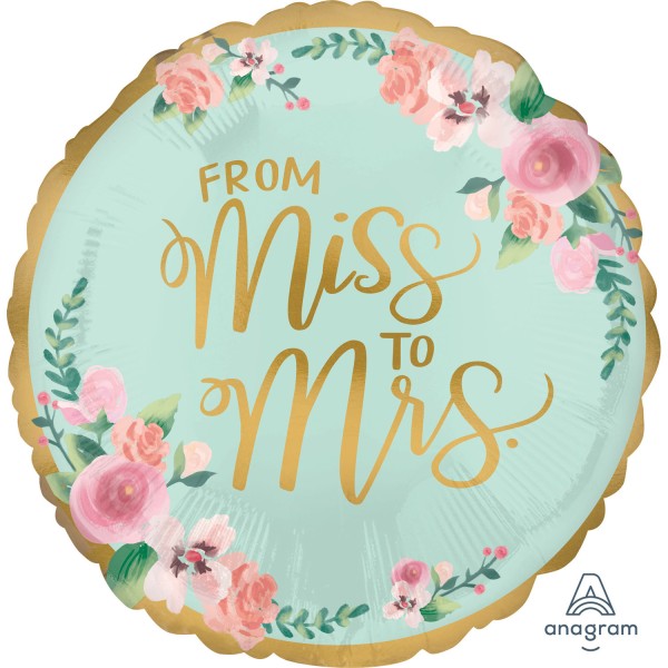 Anagram Folienballon From Miss To Mrs. 45cm/18"